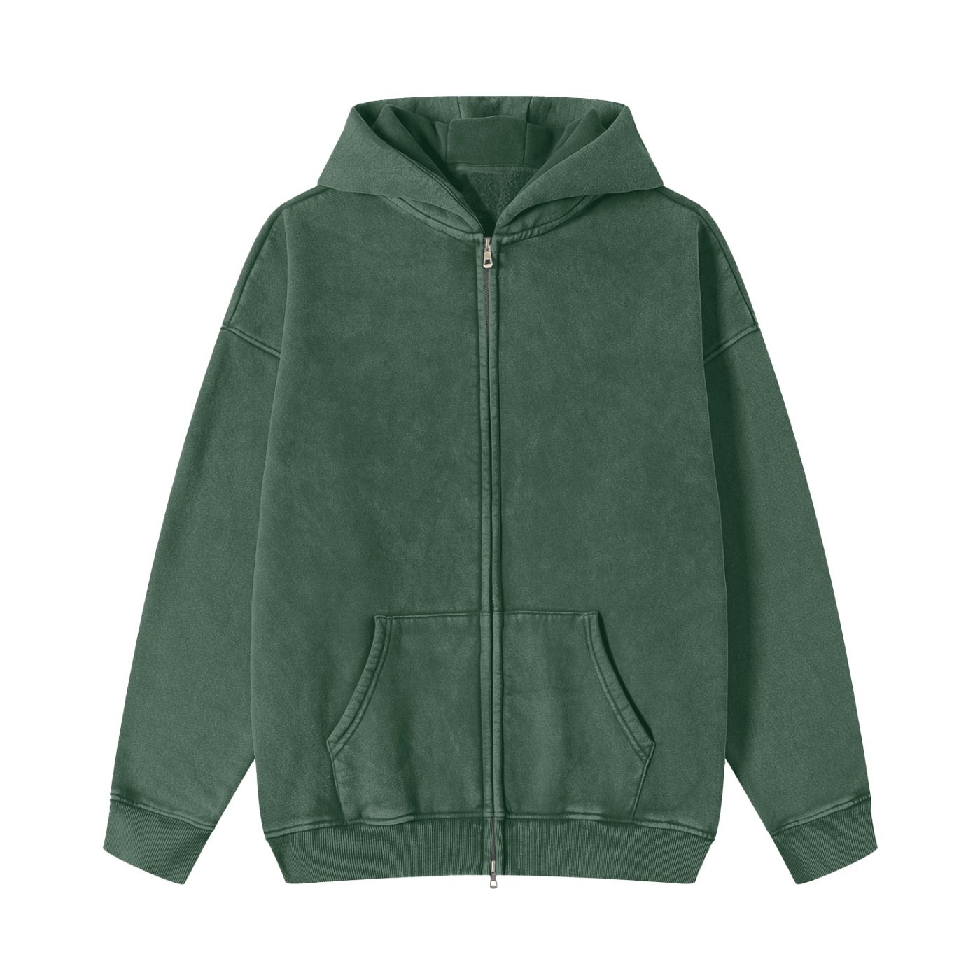 SlowBro Touge Snow Washed Zip-Through Fleece Hoodie