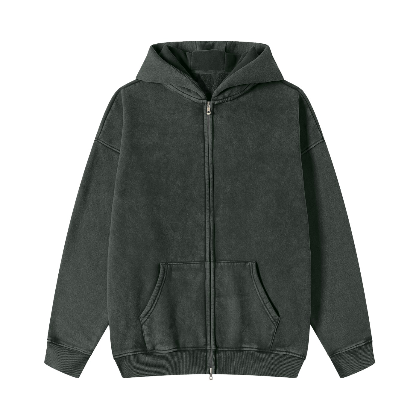 SlowBro Touge Snow Washed Zip-Through Fleece Hoodie